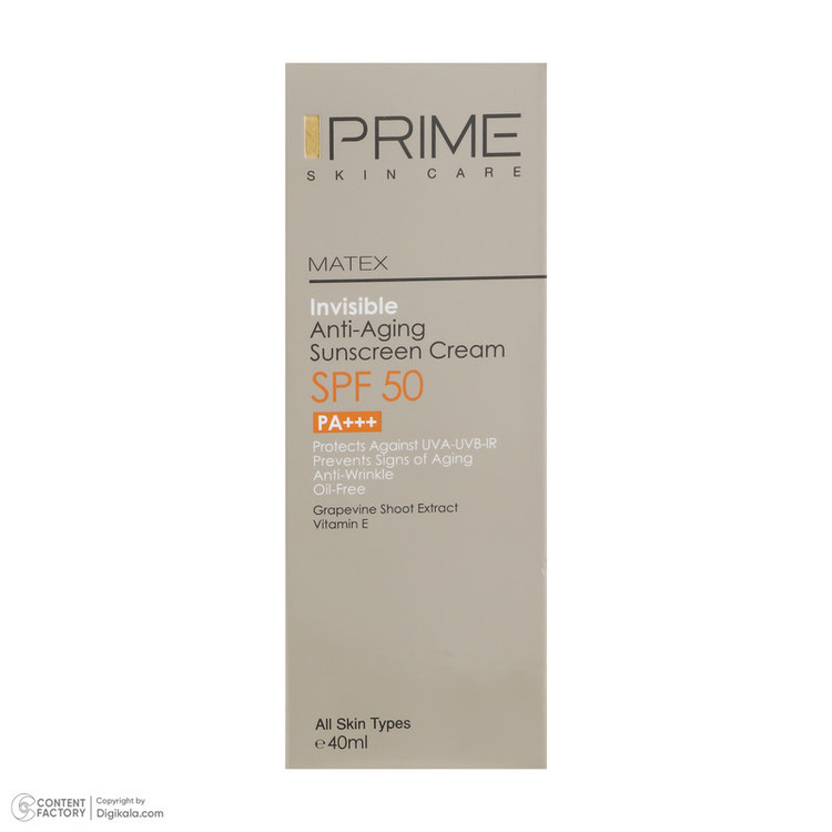 کرم ضد آفتاب بیرنگ پرایم SPF 50 مدل Matex حجم 40 میلیلیتر